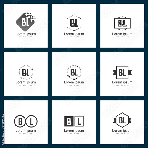 Set of letter logo. Initial BL Logo Template Vector Design