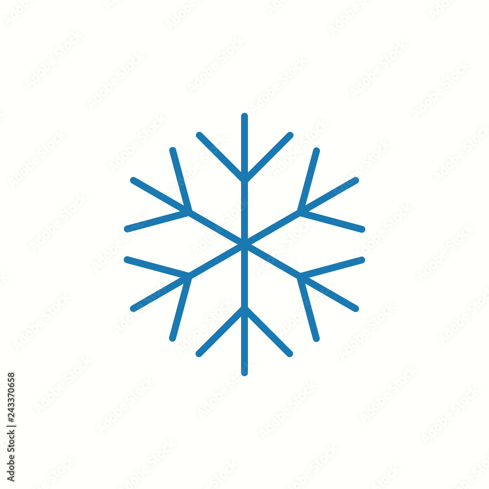 snowflake frost cold winter symbol thin line blue icon