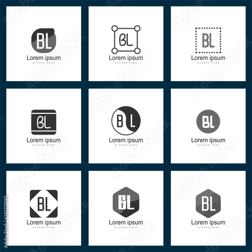 Set of letter logo. Initial BL Logo Template Vector Design