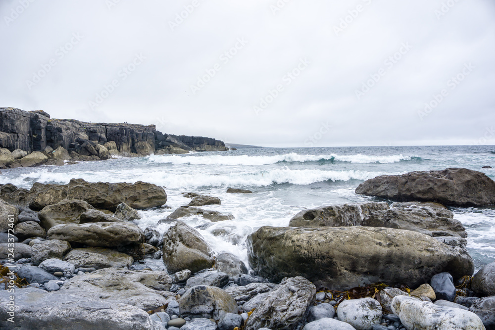 Stone Coast at the Atlantic Ocean in the Burren in Ireland