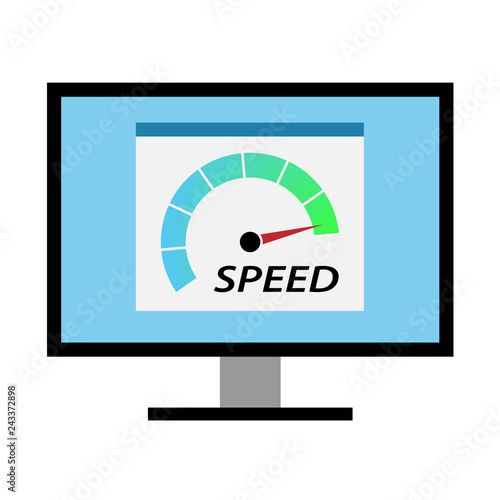 High speed Internet, computer test on screen. 