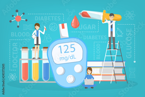 Diabetes concept. Measuring sugar in blood with glucometer
