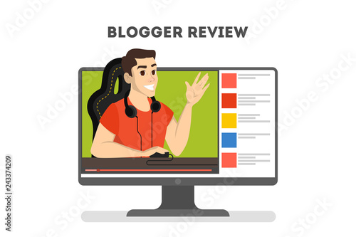 Video blogger concept. Internet celebrity in social network