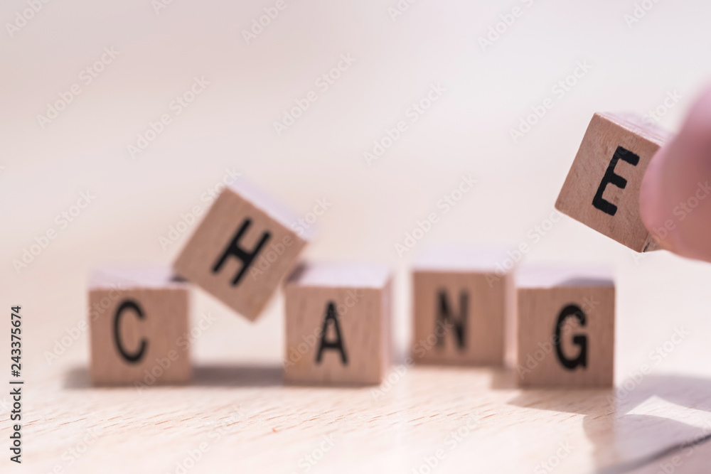 wood cubes with the word change on it wood cubes with the word change on it