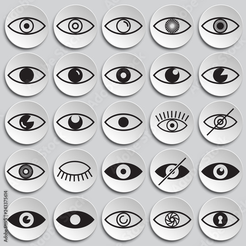 Eye icons set on plates background for graphic and web design, Modern simple vector sign. Internet concept. Trendy symbol for website design web button or mobile app