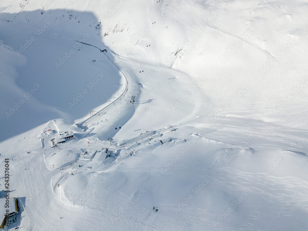 Aerial view of ski resort in Switzerland