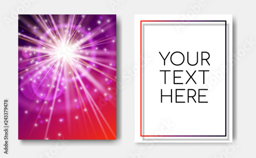Night flyers banner with Sparks glitter glowing,star burst explosion glow and lens flare on blue red background.Show,Concert,Night club party flyer poster,greeting card,web online concept