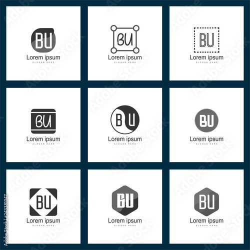 Set of letter logo. Initial BU Logo Template Vector Design