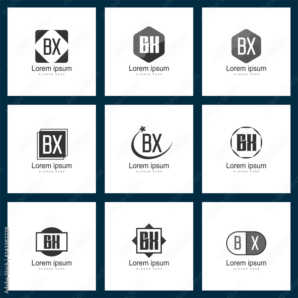 Set of letter logo. Initial BX Logo Template Vector Design