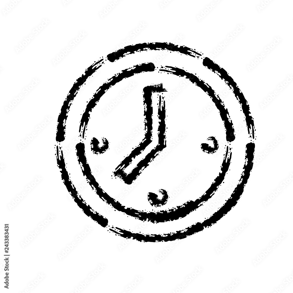 brush stroke hand drawn vector icon of clock face - obrazy, fototapety, plakaty 