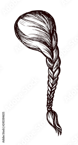 Long braid. Vector drawing
