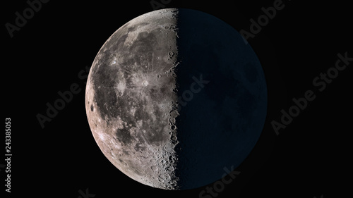 The beauty of the universe: Wonderful super detailed third quarter Moon