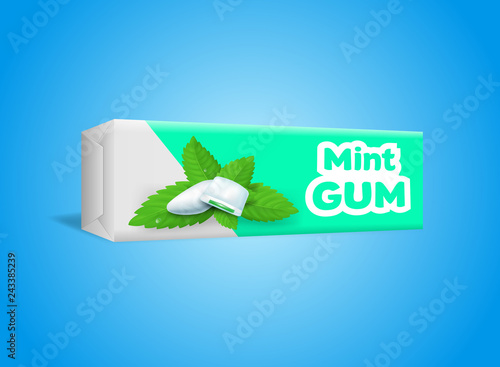 Realistic Detailed 3d Mints Gum Packaging on a Blue. Vector