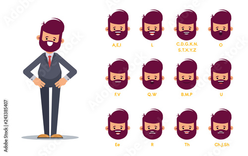 Set of the position of the lips when pronouncing words for the animation of the talking character.