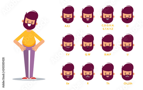 Set of the position of the lips when pronouncing words for the animation of the talking character.