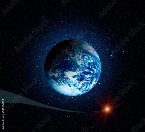 Fototapeta Naklejka Na Ścianę i Meble -  Planet Earth. Earth in the endless stellar space. Elements of this image furnished by NASA
