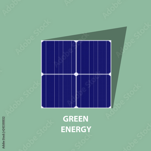 vector sign of solar panels with green energy inscription