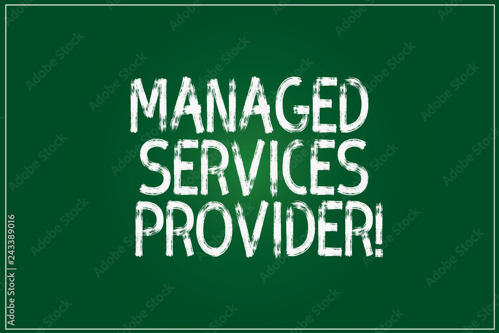 Conceptual hand writing showing Managed Services Provider. Business photo showcasing IT service company that offers service to end user Color Rectangular Shape Outline and Round Beam in Center Conceptual hand writing showing Managed Services Provider. Business photo showcasing IT service company that offers service to end user Color Rectangular Shape Outline and Round Beam in Center