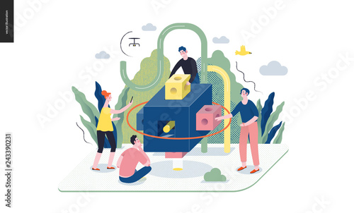 Technology 1 -Brand modern flat vector concept digital illustration branding metphor, company brand promotion. Business workflow and team management Creative landing web page design template