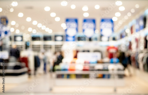 Abstract blur and defocused clothing store at Shopping mall of department store for background photo