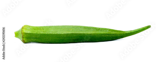 Green fresh okra isolated on white background. File contains with clipping path.