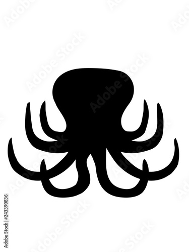 silhouette oktopus krake kopffüßer kalmar tentakel tintenfisch unterwasser monster comic cartoon clipart lustig design meer wasser tauchen fisch