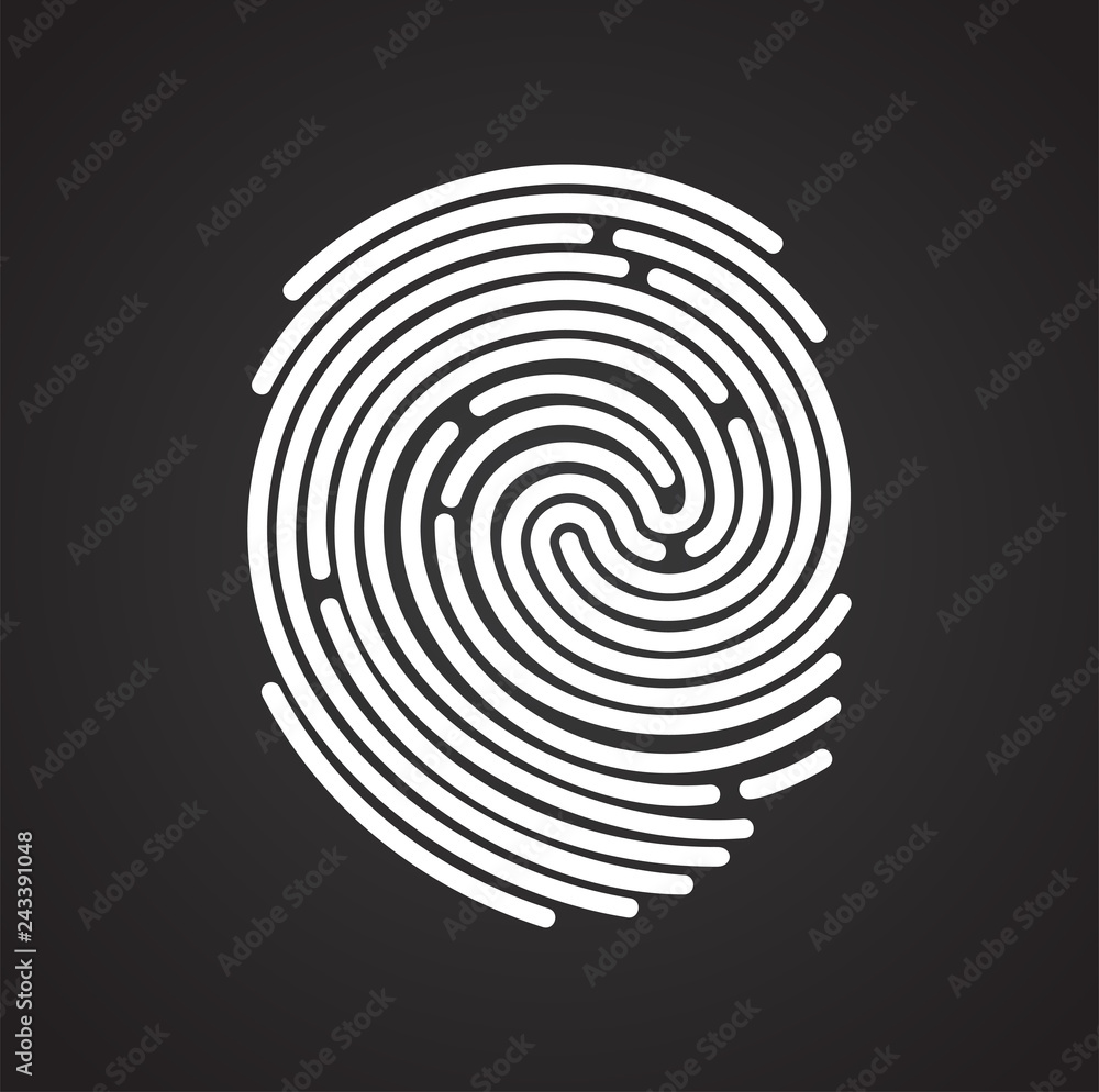 Finger id icon on black background for graphic and web design, Modern simple vector sign. Internet concept. Trendy symbol for website design web button or mobile app Finger id icon on black background for graphic and web design, Modern simple vector sign. Internet concept. Trendy symbol for website design web button or mobile app