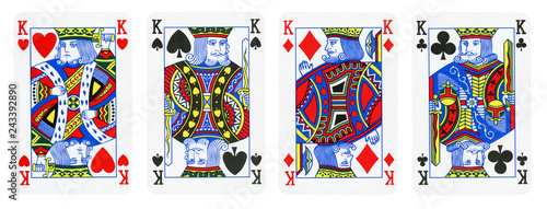 Tableau sur toile Four Kings Playing Cards - isolated on white