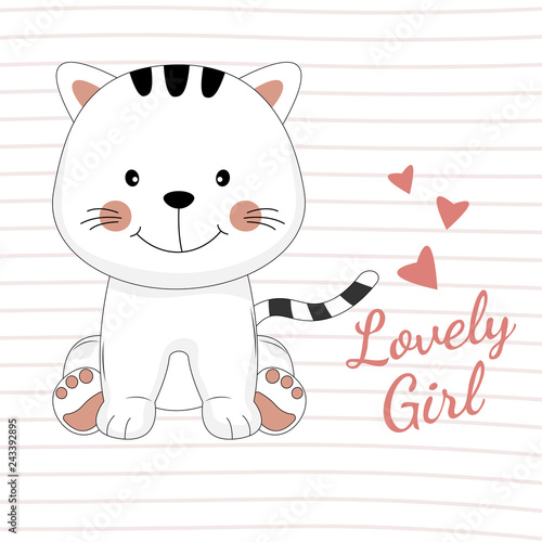 Beautiful lovely cat girl dreams of love.