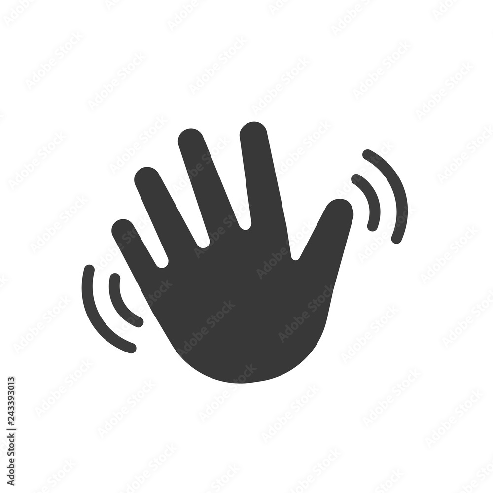 Hand wave waving hi or hello. Vector icon Stock Vector | Adobe Stock