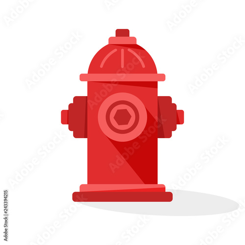 Red fire hydrant icon with shadow. Vector illustration photo