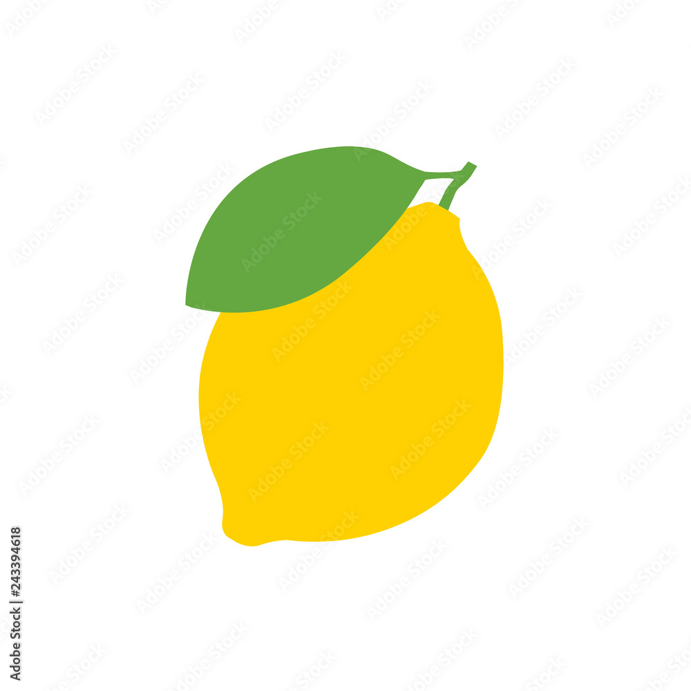 Fototapeta Fresh lemon fruits, flat vector illustrations