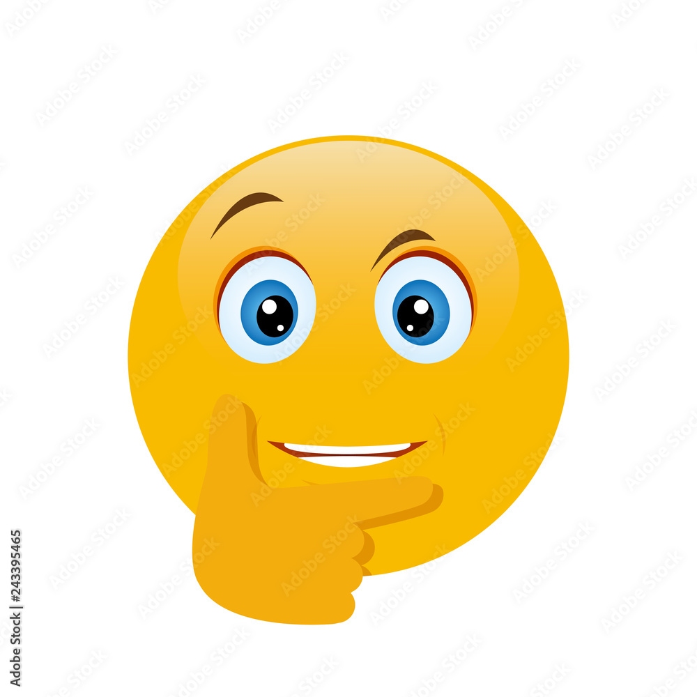 Thinking face emoji with a single finger vector Stock Vector | Adobe Stock