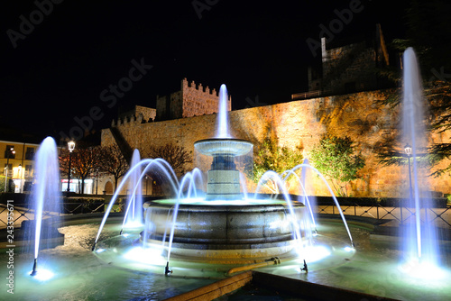 Ávila, Spain - November 15, 2018: Water source in Adolfo Suarez Square in the city of Avila.