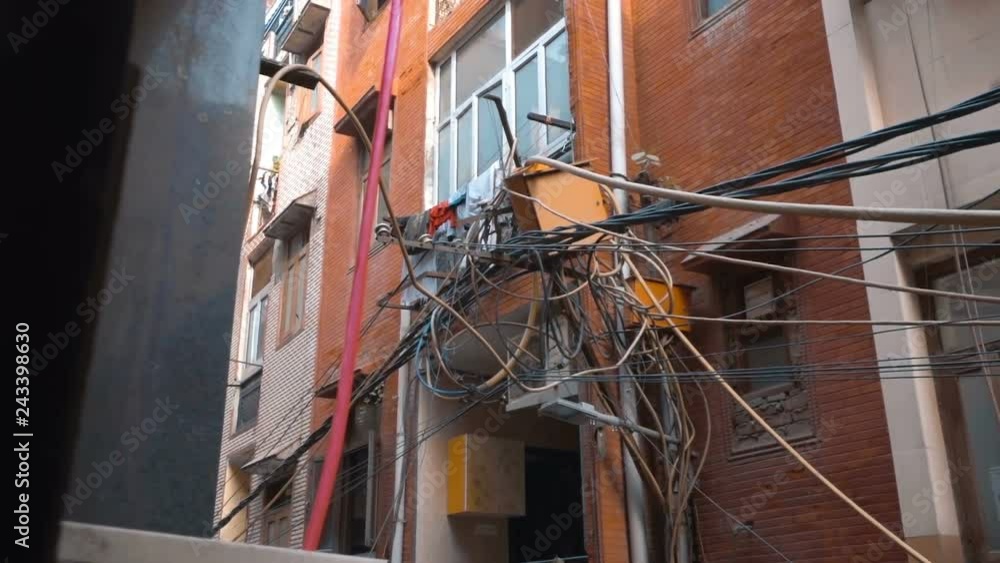In Delhi, India everywhere on houses, wires are in unimaginable confusion and chaos, which is very dangerous In Delhi, India everywhere on houses, wires are in unimaginable confusion and chaos, which is very dangerous