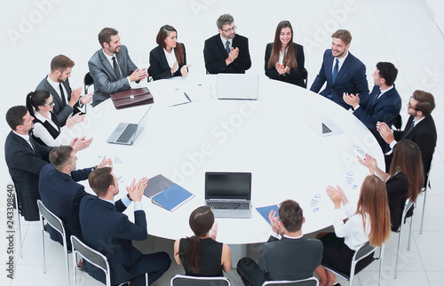 meeting business partners in the conference room.
