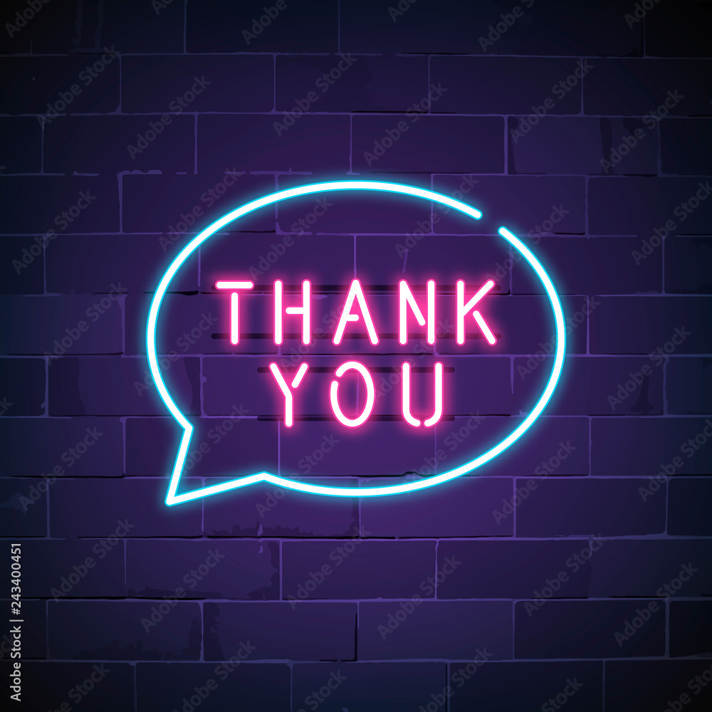 Thank you neon sign vector Thank you neon sign vector
