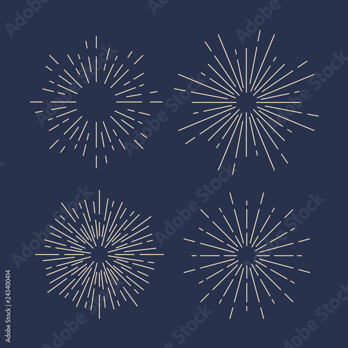 Sunburst vector set on blue