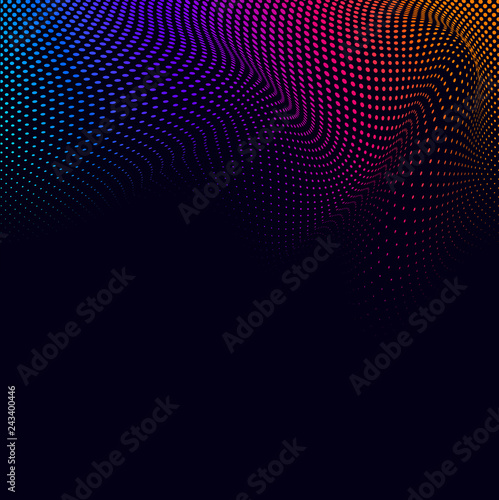 Vibrant halftone on black background vector