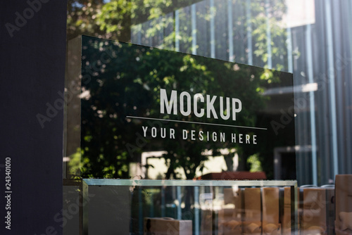 Canvas Print Window sign mockup in a shop