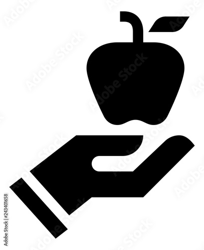 Hand Holding Apple Health Diet Vector Icon