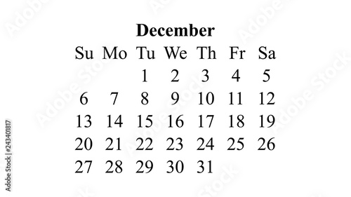 December 2020. Calendar 2020 vector. Simple design minimal 2020 calendar on desktop wallpaper