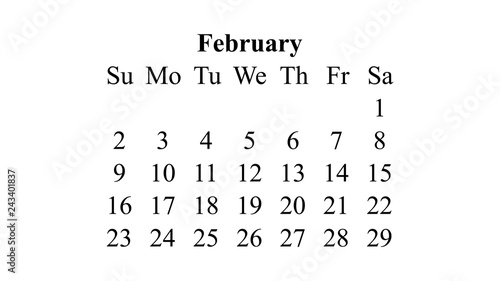 February 2020. Calendar 2020 vector. Simple design minimal 2020 calendar on desktop wallpaper