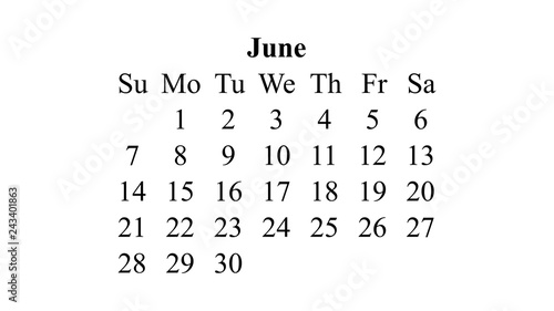 June 2020. Calendar 2020 vector. Simple design minimal 2020 calendar on desktop wallpaper