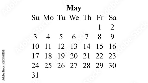 May 2020. Calendar 2020 vector. Simple design minimal 2020 calendar on desktop wallpaper