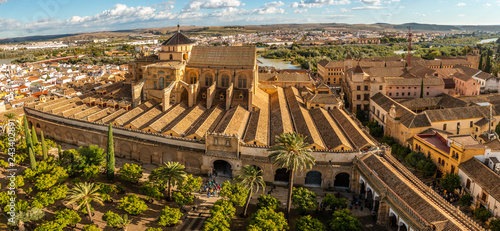 Old amazing Moorish Mosque Cathedral from above in Cordoba, Spain photo
