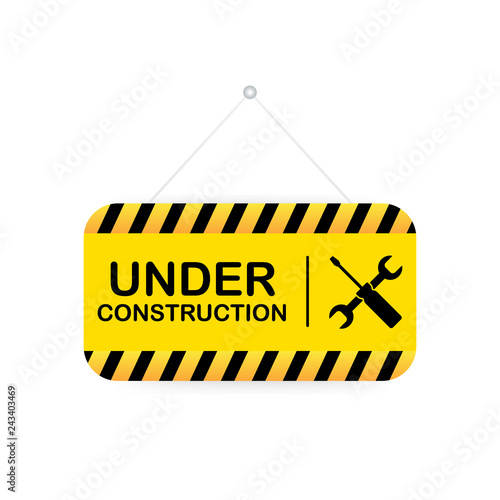 Under construction sign. Vector illustration for website.