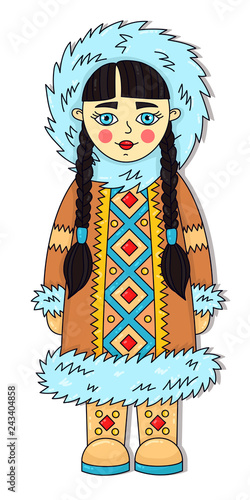 Eskimo girl vector illustration