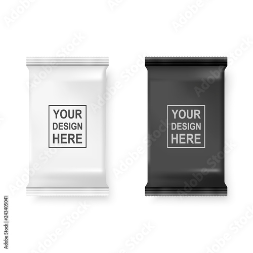 Vector Realistic 3d White and Black Wet Wipes Package Icon Set Closeup Isolated on White Background. Design Template of Napkins, Cosmetic, Food, Product or Other Packaging for Mockup. Top view
