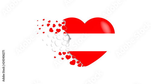 National flag of Austria in heart illustration. With love to Austria country. The national flag of Austria fly out small hearts
